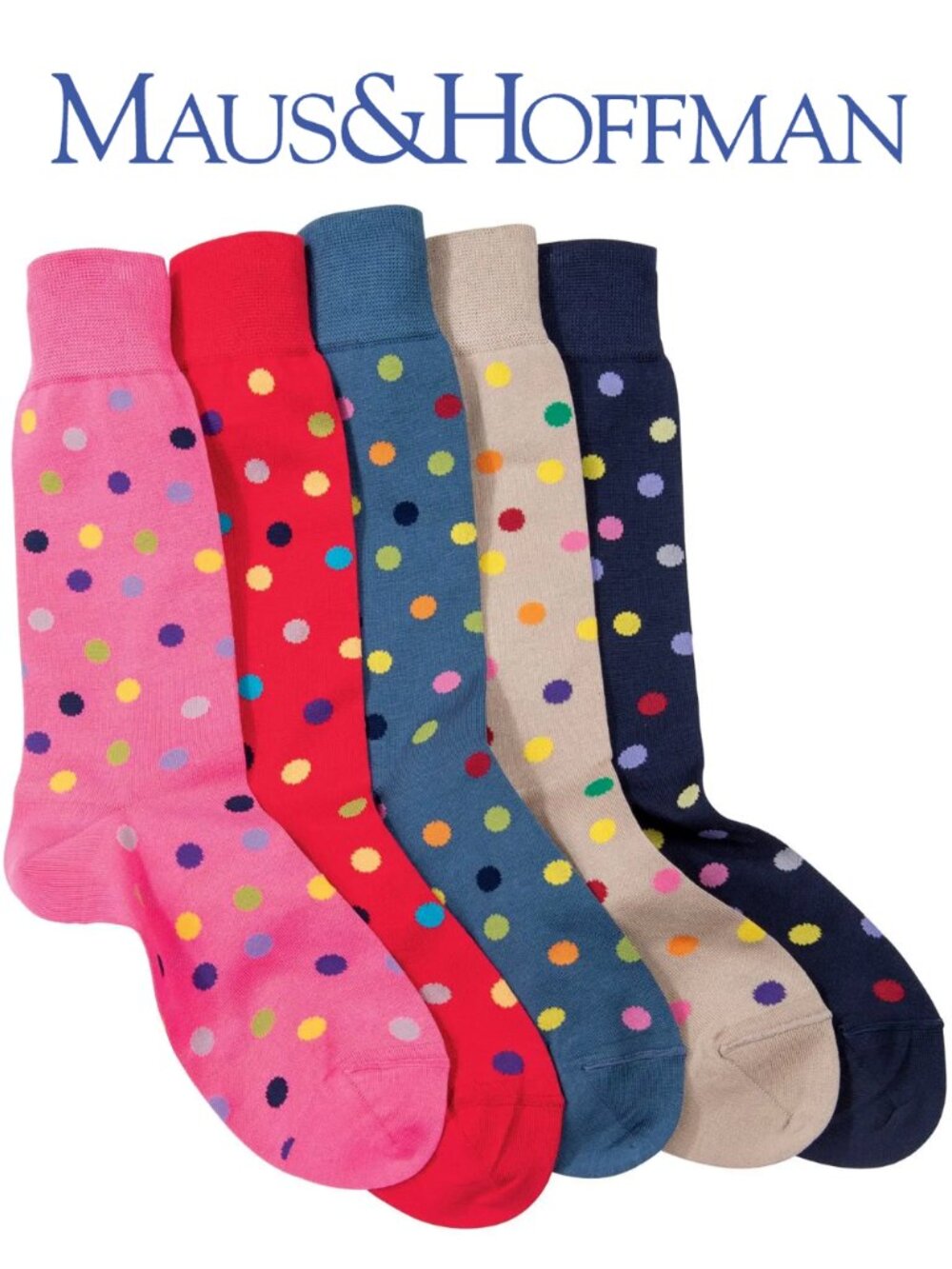 Maus & Hoffman Polka Dot Italian Dress Socks in Tan